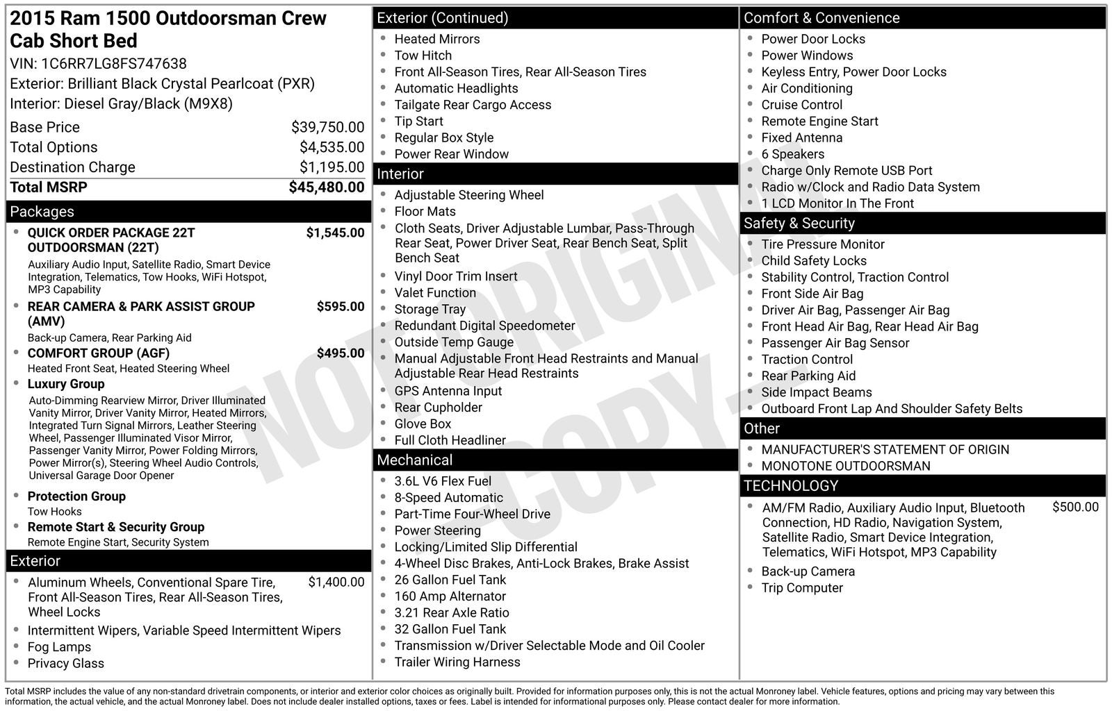 2015 RAM 1500 Outdoorsman
