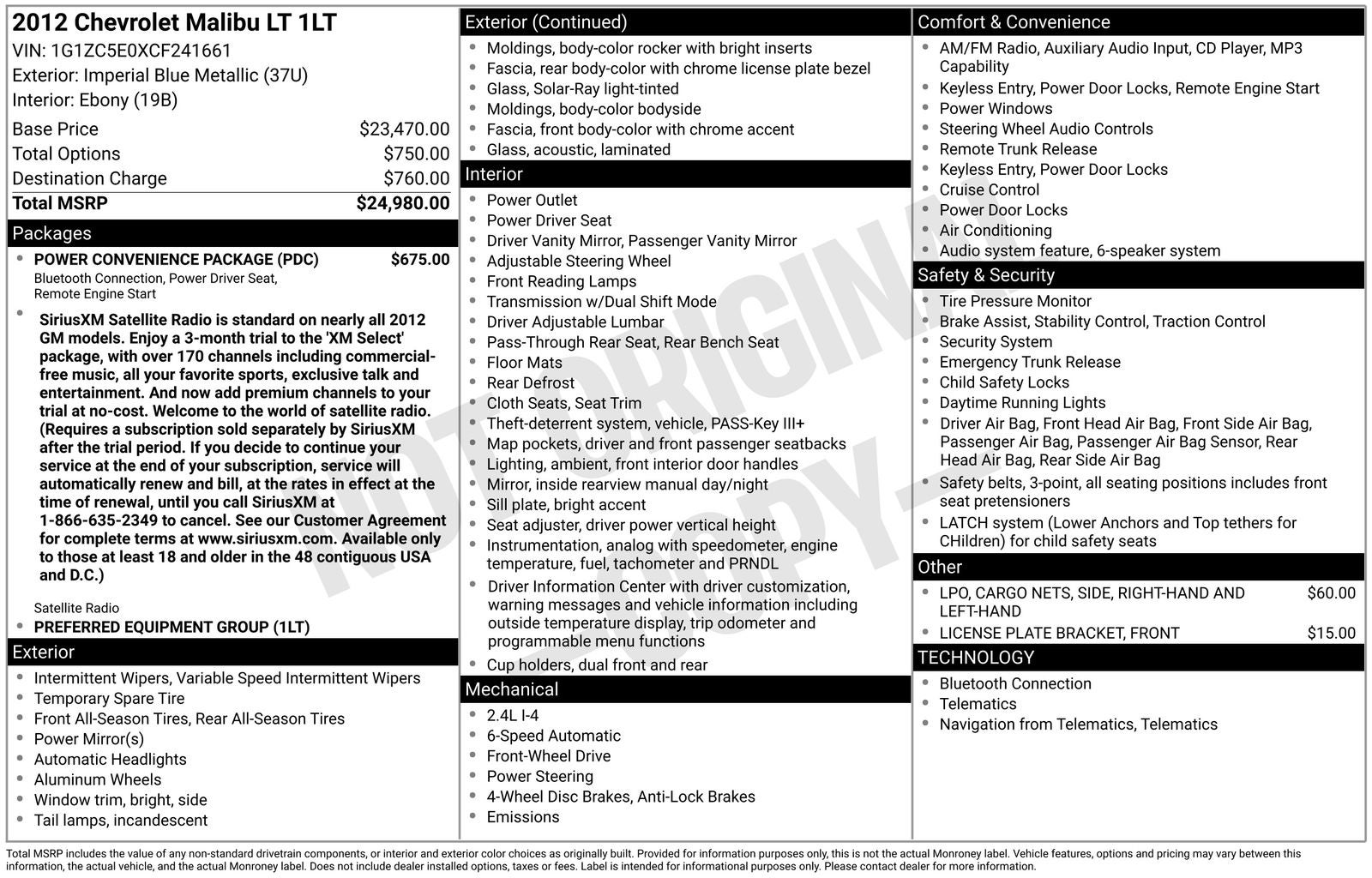 2012 Chevrolet Malibu LT 1LT