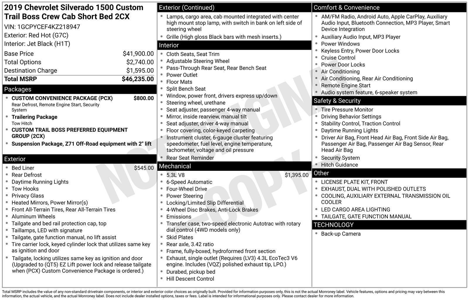 2019 Chevrolet Silverado 1500 Custom Trail Boss