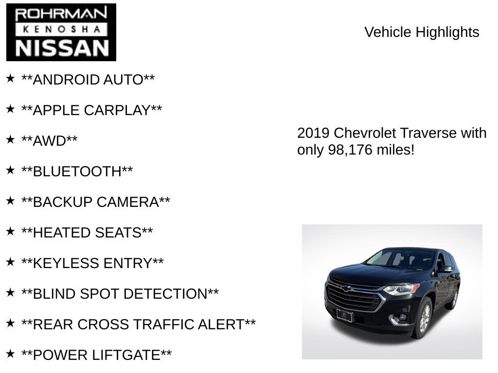 2019 Chevrolet Traverse LT Cloth w/1LT