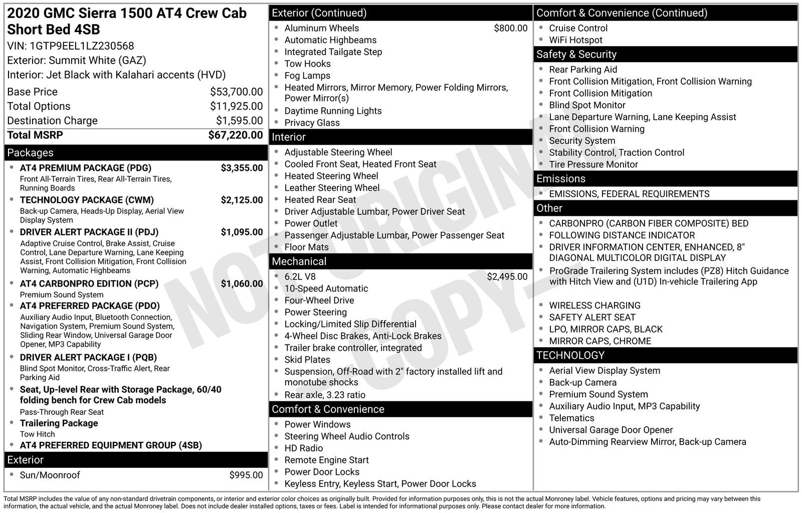 2020 GMC Sierra 1500 AT4 6.2L V8