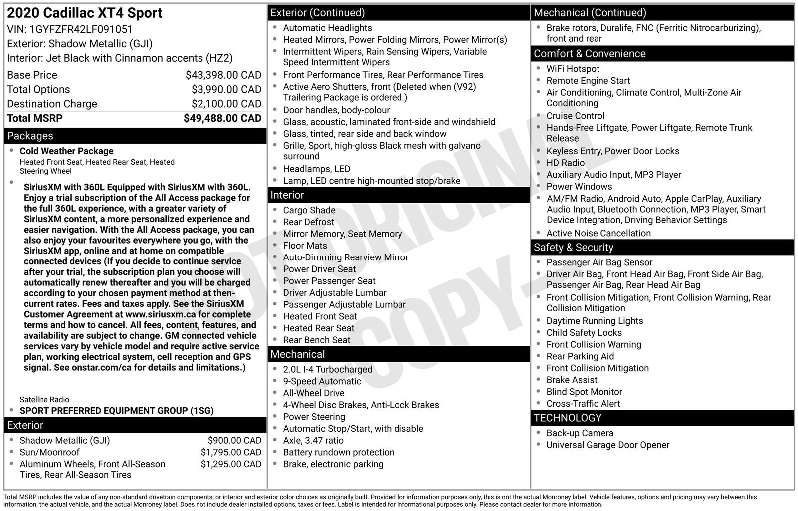 2020 Cadillac XT4 Sport