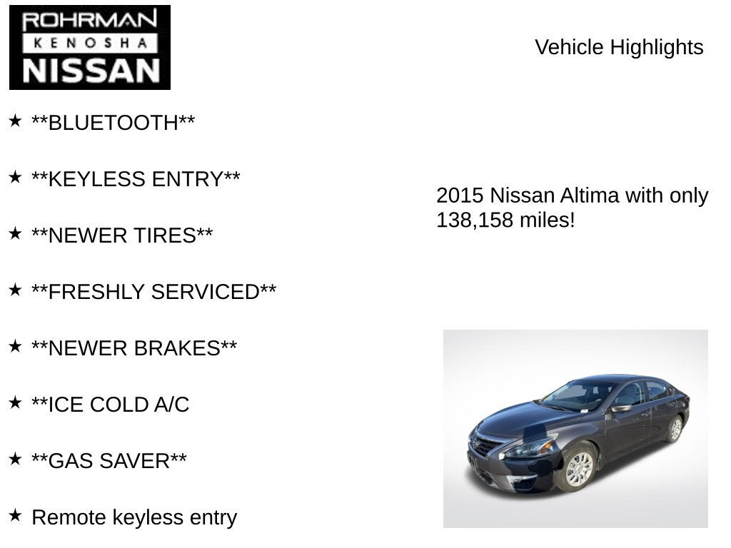 2015 Nissan Altima 2.5 S