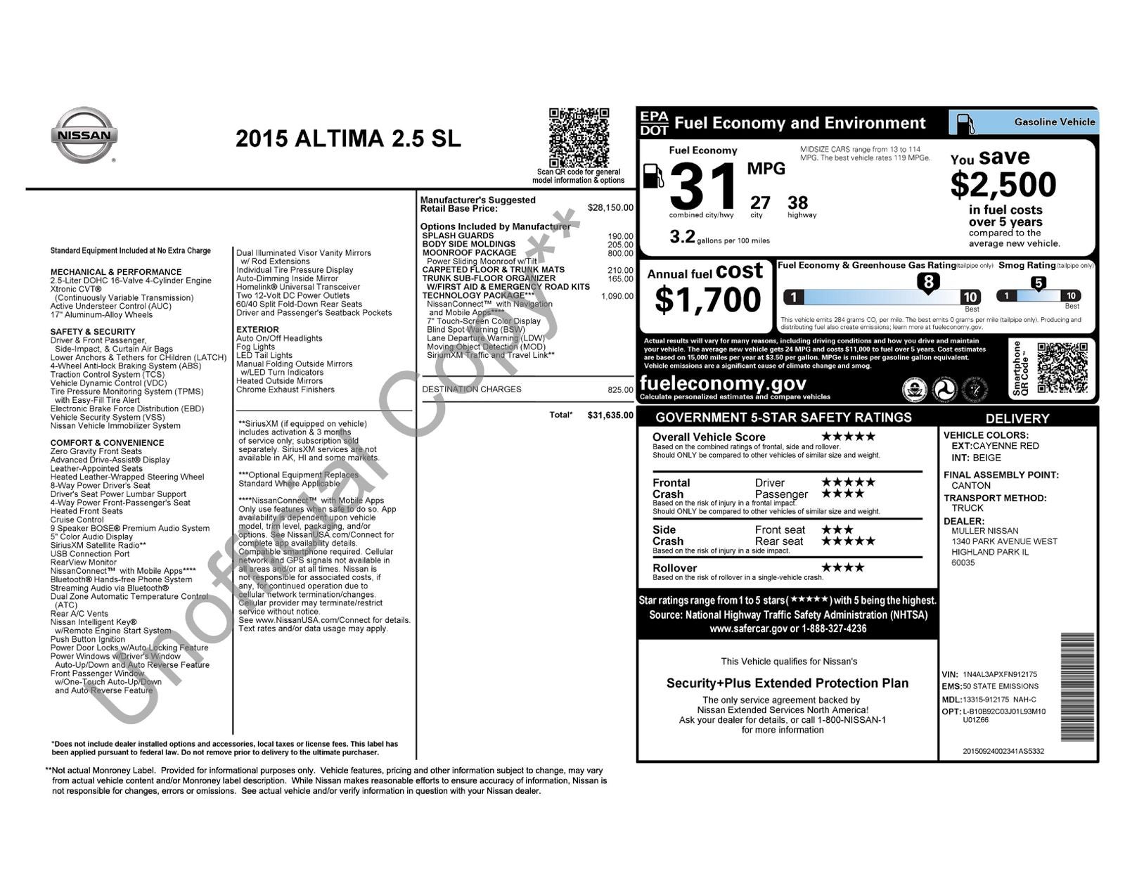 2015 Nissan Altima 2.5 SL Technology Package
