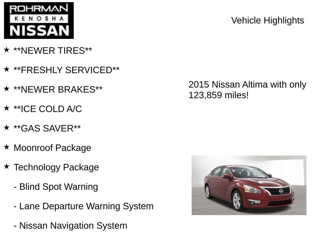 2015 Nissan Altima 2.5 SL Technology Package