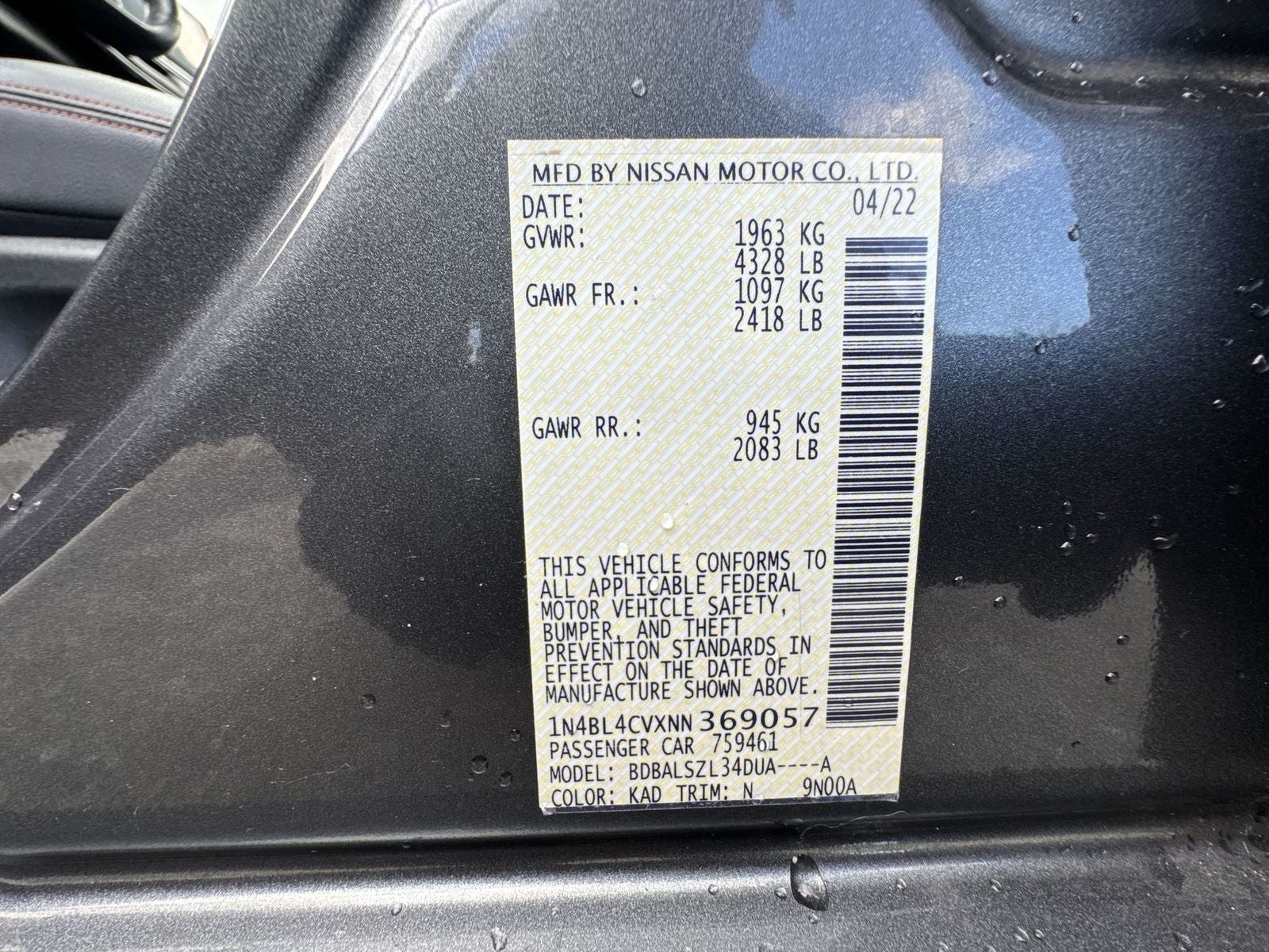 2022 Nissan Altima 2.5 SR