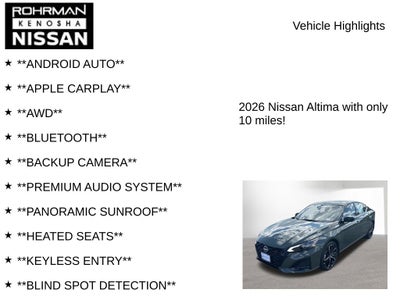 2026 Nissan Altima 2.5 SR AWD Premium Package