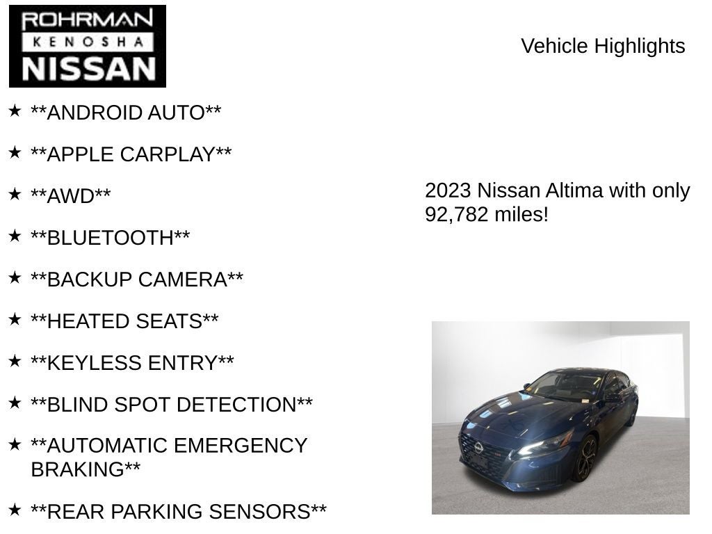 2023 Nissan Altima 2.5 SR