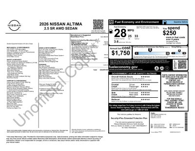 2026 Nissan Altima 2.5 SR Midnight Edition Package