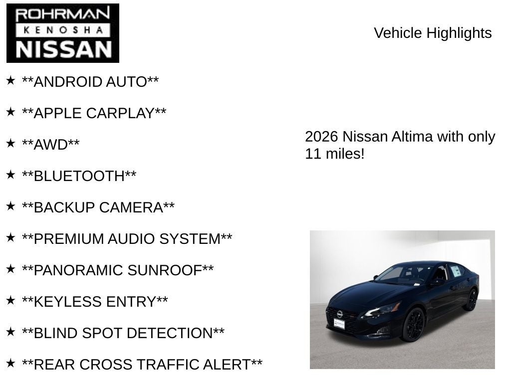 2026 Nissan Altima 2.5 SR Midnight Edition Package
