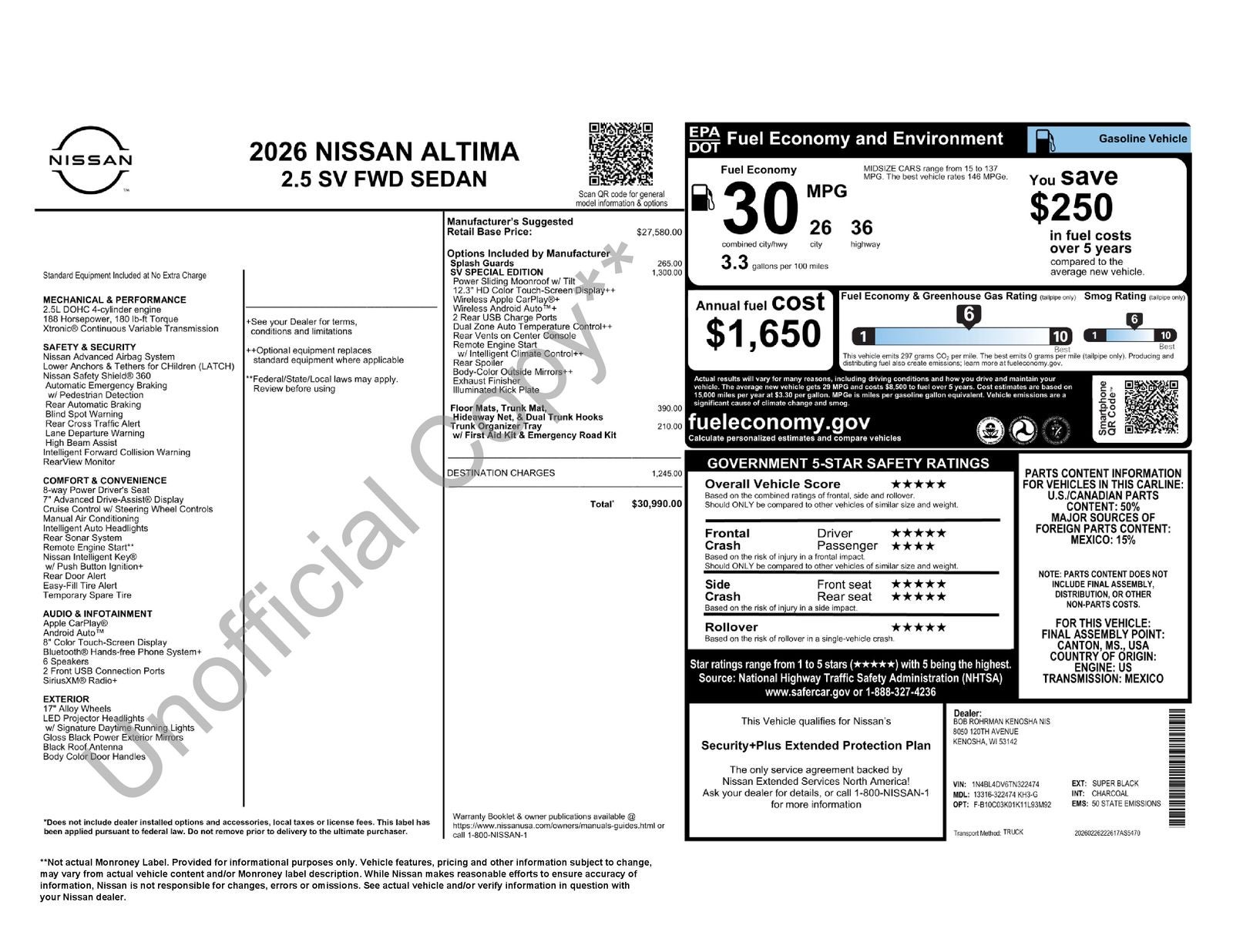 2026 Nissan Altima 2.5 SV Special Edition