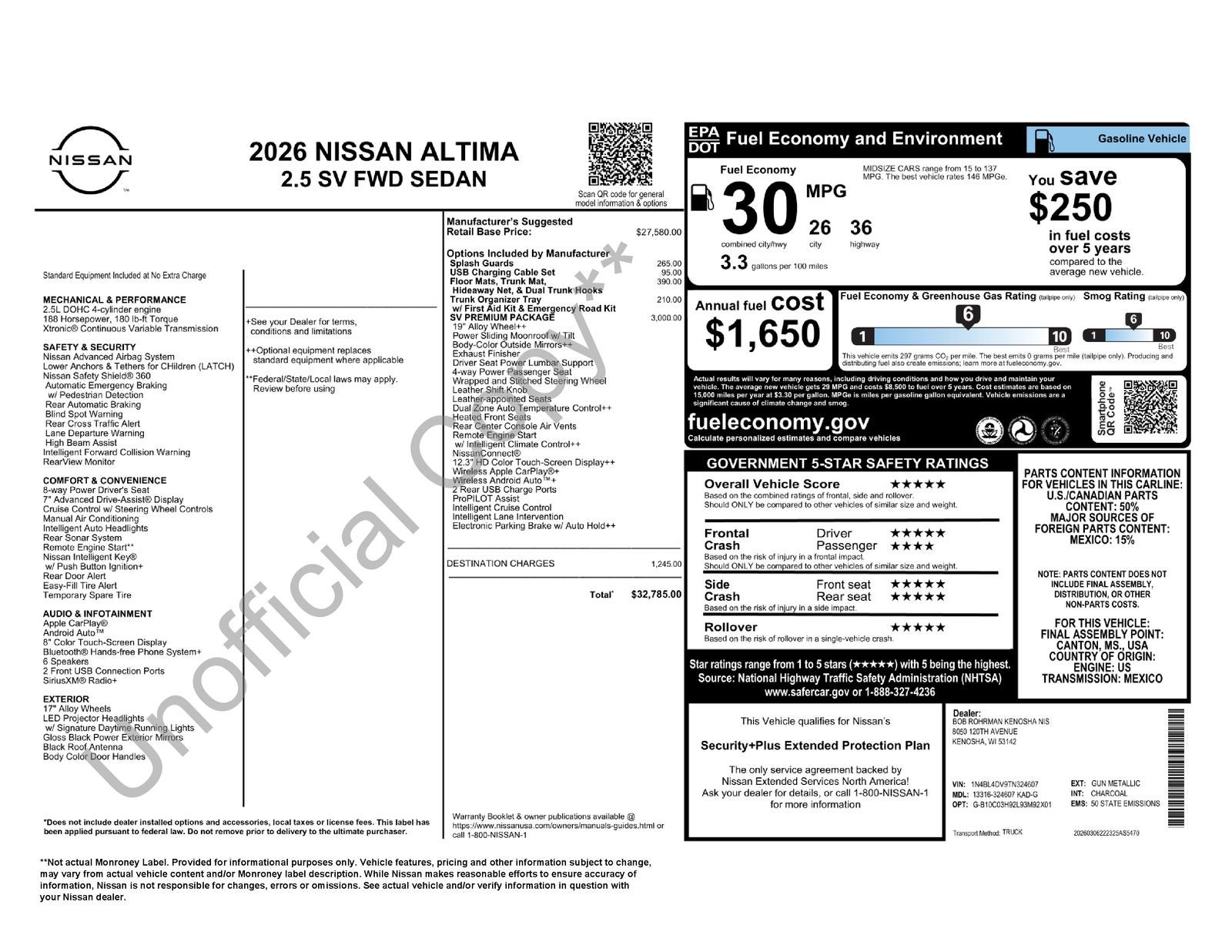 2026 Nissan Altima 2.5 SV Premium Packge