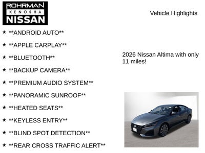 2026 Nissan Altima 2.5 SV Premium Packge