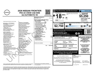 2026 Nissan Frontier PRO-4X Premium Package