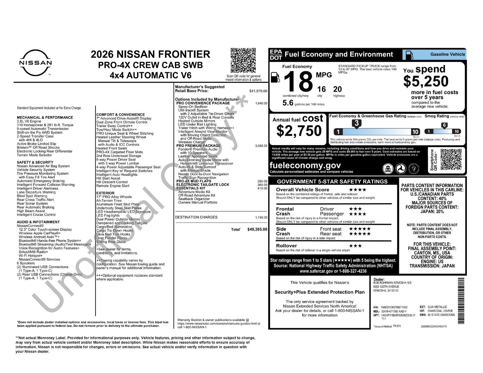 2026 Nissan Frontier PRO-4X Premium Package