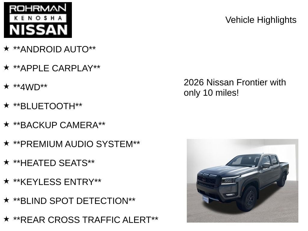 2026 Nissan Frontier PRO-4X Premium Package