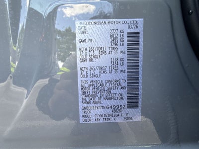 2026 Nissan Frontier PRO-4X Convenience Package