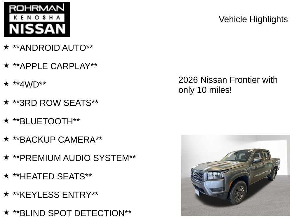 2026 Nissan Frontier SV Convenience Package