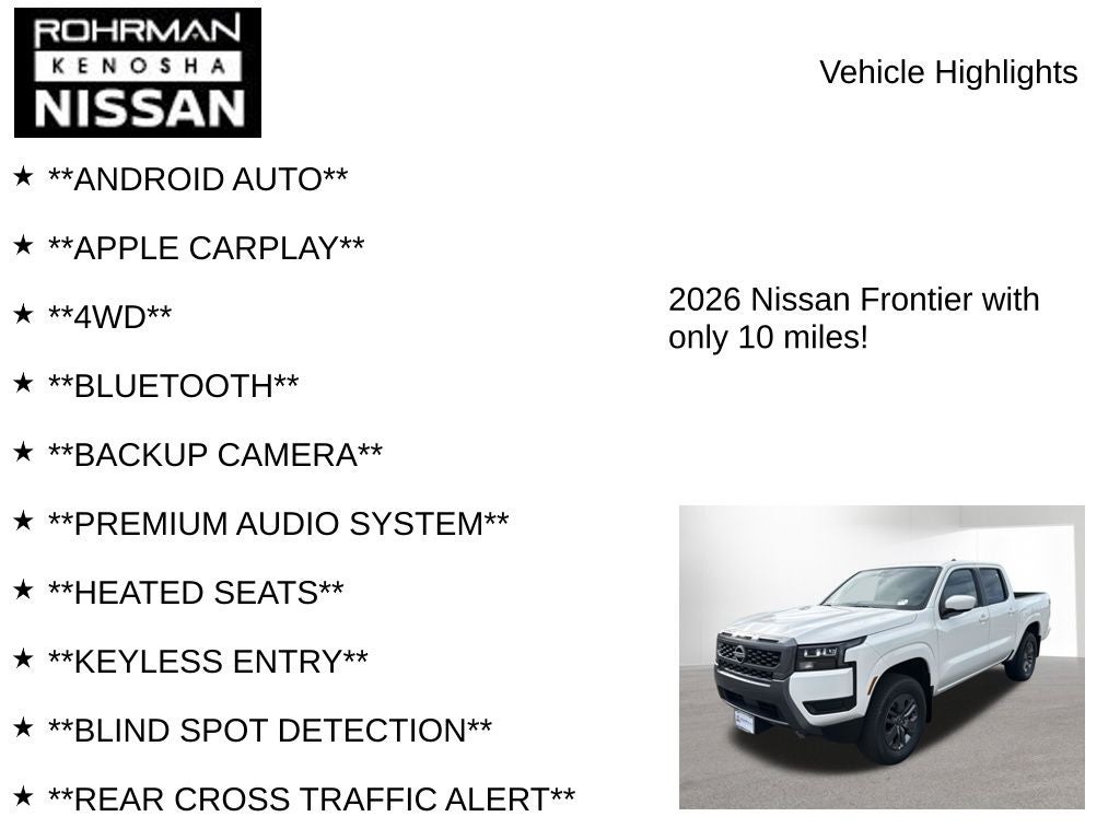 2026 Nissan Frontier SV Convenience Package