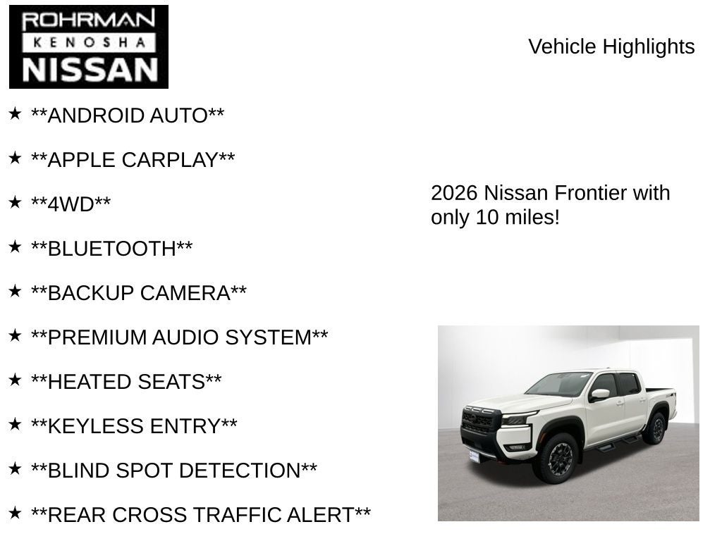 2026 Nissan Frontier PRO-4X Premium Package