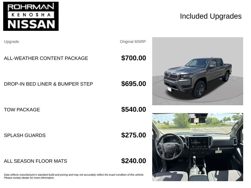 2026 Nissan Frontier SV All-Weather Content Package