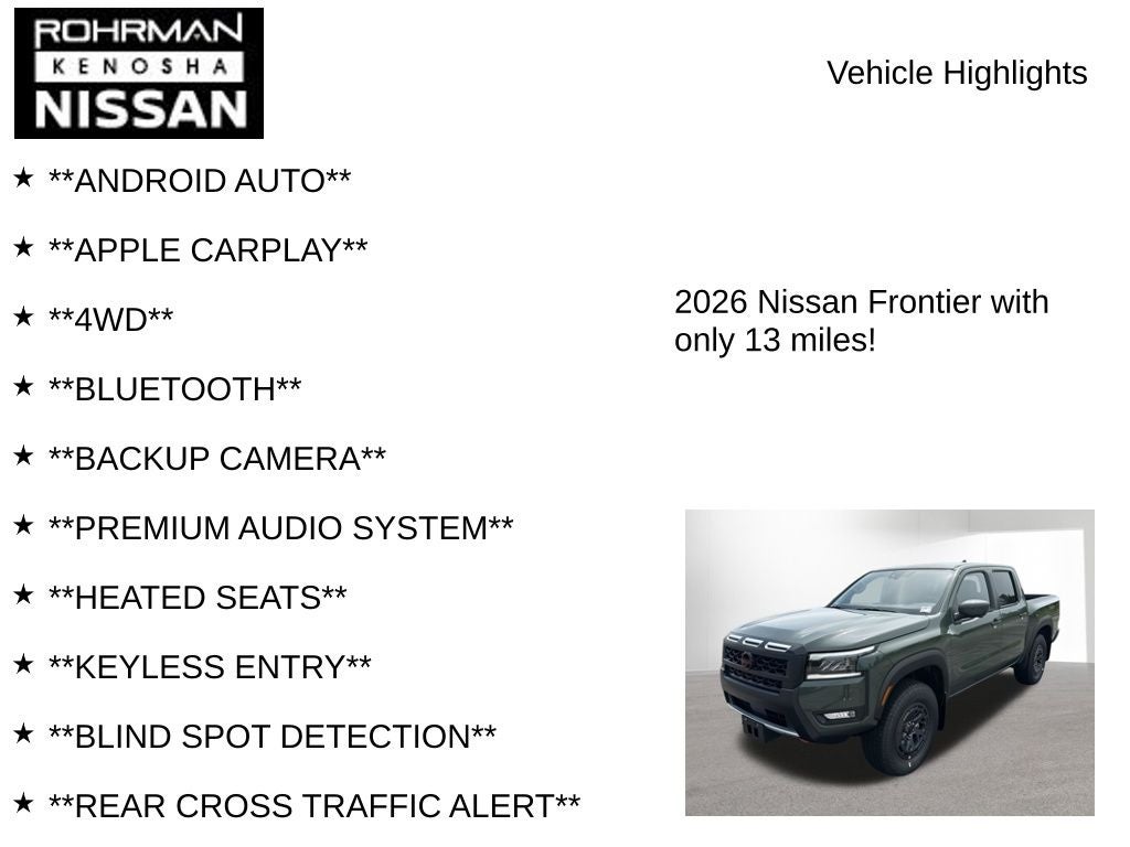 2026 Nissan Frontier PRO-4X Convenience Package
