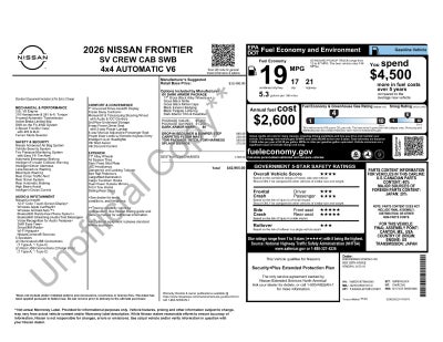 2026 Nissan Frontier SV Dark Armor Package