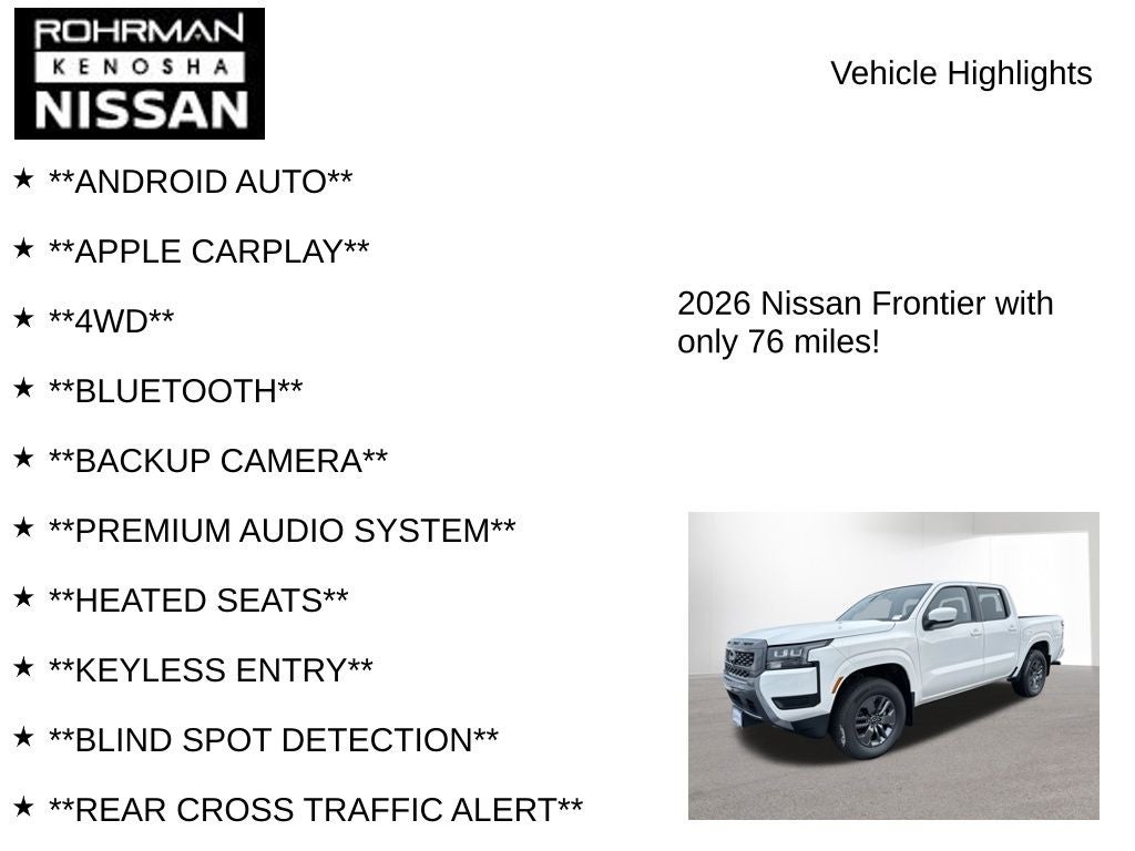 2026 Nissan Frontier SV All Weather Package