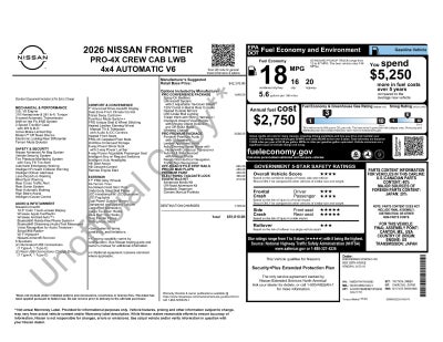 2026 Nissan Frontier PRO-4X Premium Package