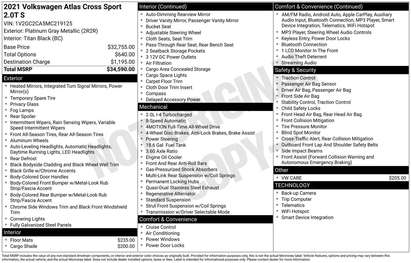 2021 Volkswagen Atlas Cross Sport 2.0T S