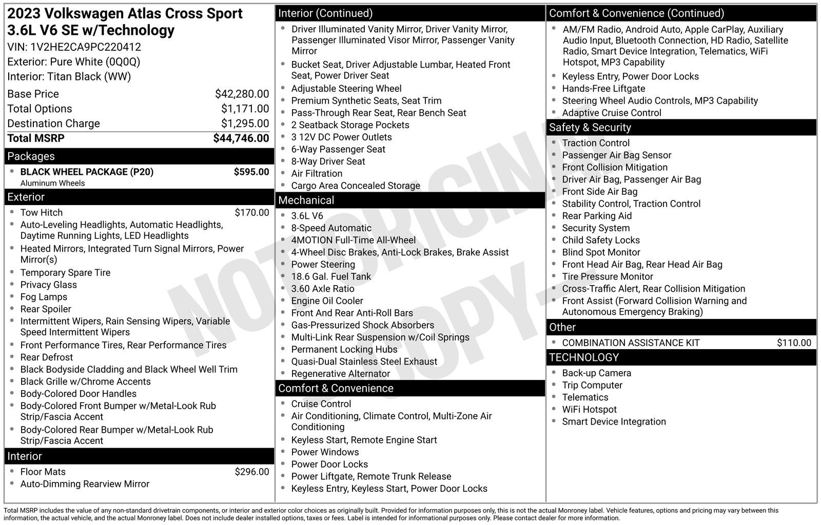 2023 Volkswagen Atlas Cross Sport 3.6L V6 SE w/Technology