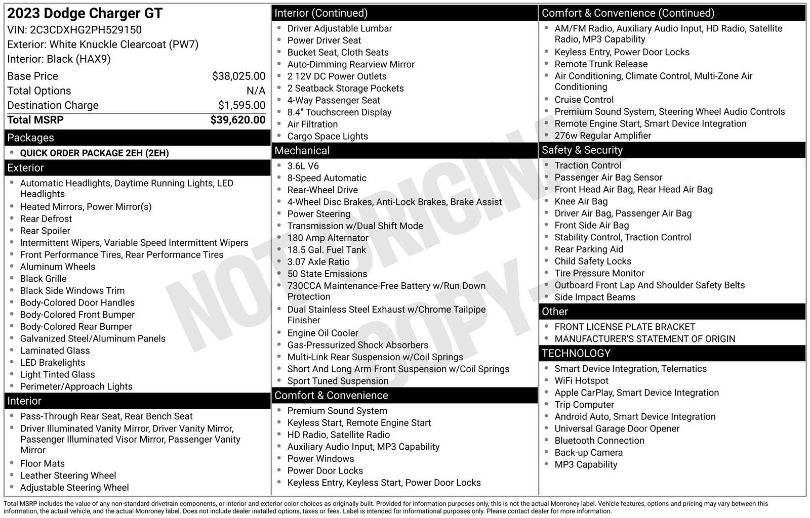 2023 Dodge Charger GT 300 HORSEPOWER