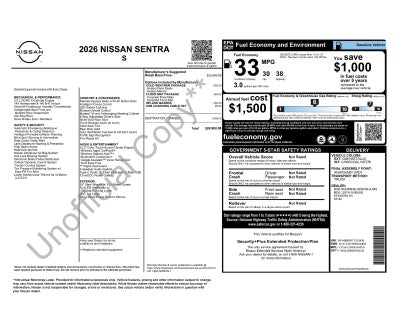 2026 Nissan Sentra S Cold Weather Package