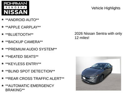 2026 Nissan Sentra S Cold Weather Package