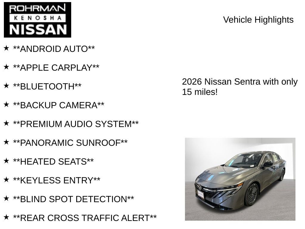 2026 Nissan Sentra SV Convenience Package