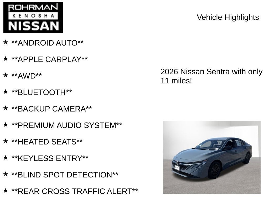 2026 Nissan Sentra SV Convenience Package