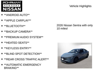 2026 Nissan Sentra SV Convenience Package