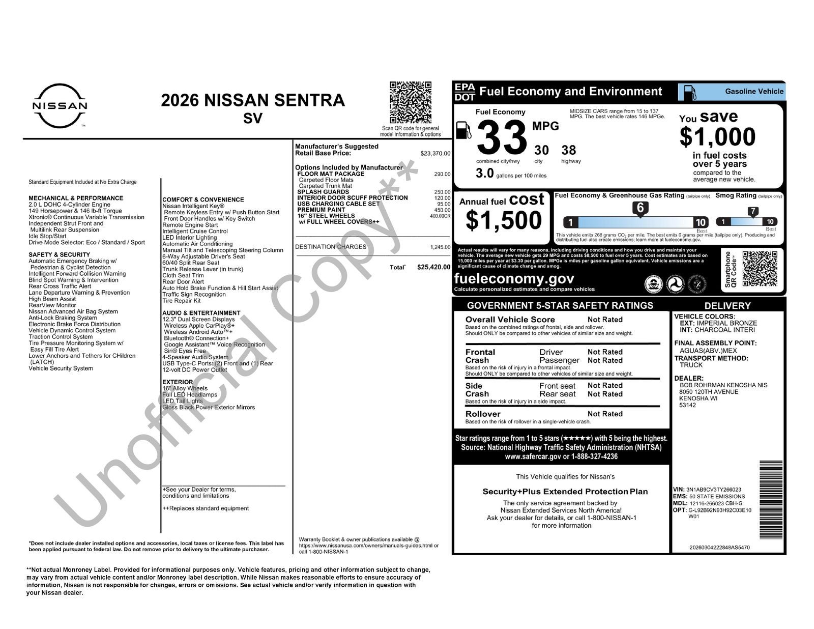 2026 Nissan Sentra SV