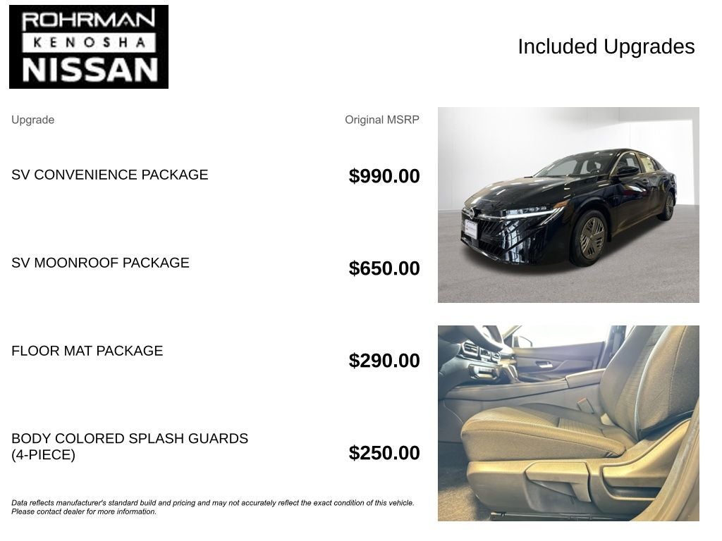 2026 Nissan Sentra SV Convenience Package