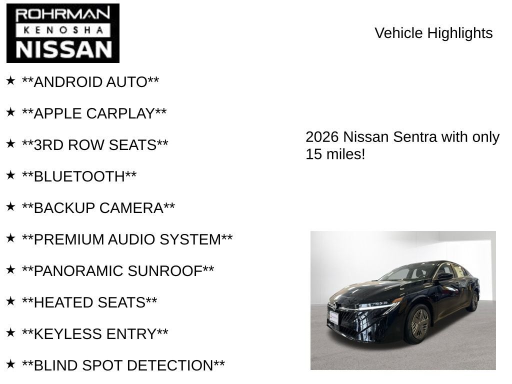 2026 Nissan Sentra SV Convenience Package