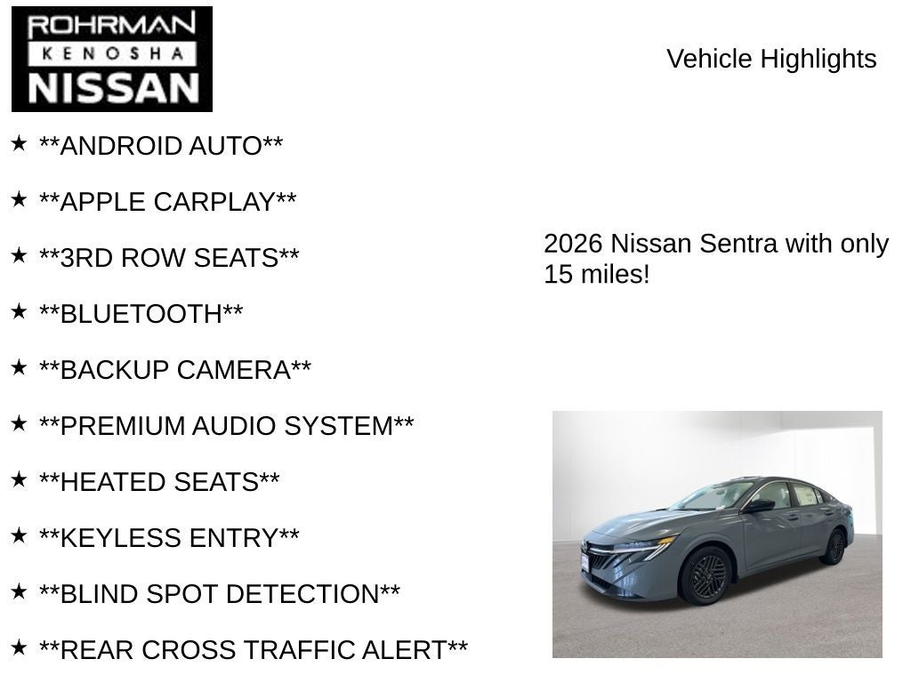 2026 Nissan Sentra SV Convenience Package