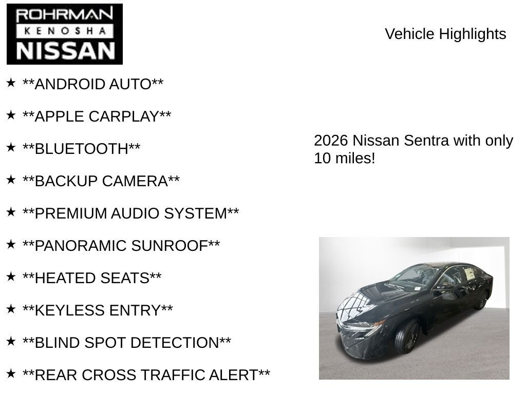 2026 Nissan Sentra SV Convenience Package