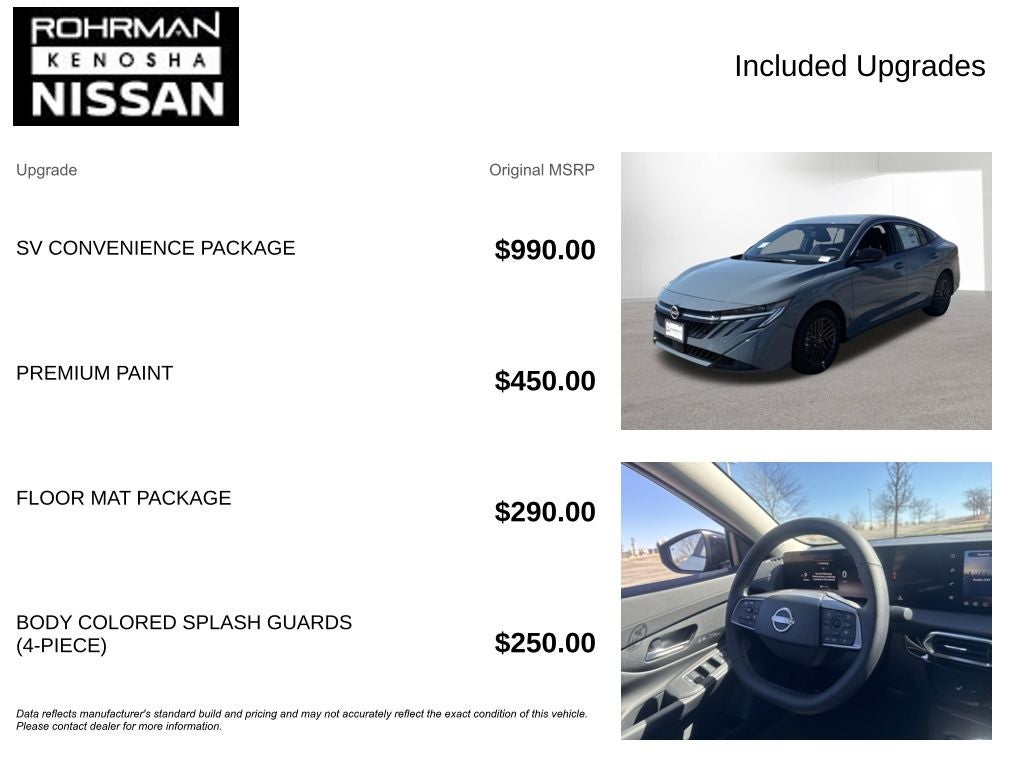 2026 Nissan Sentra SV Convenience Package