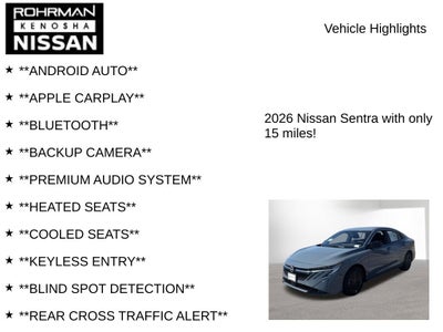 2026 Nissan Sentra SV Convenience Package