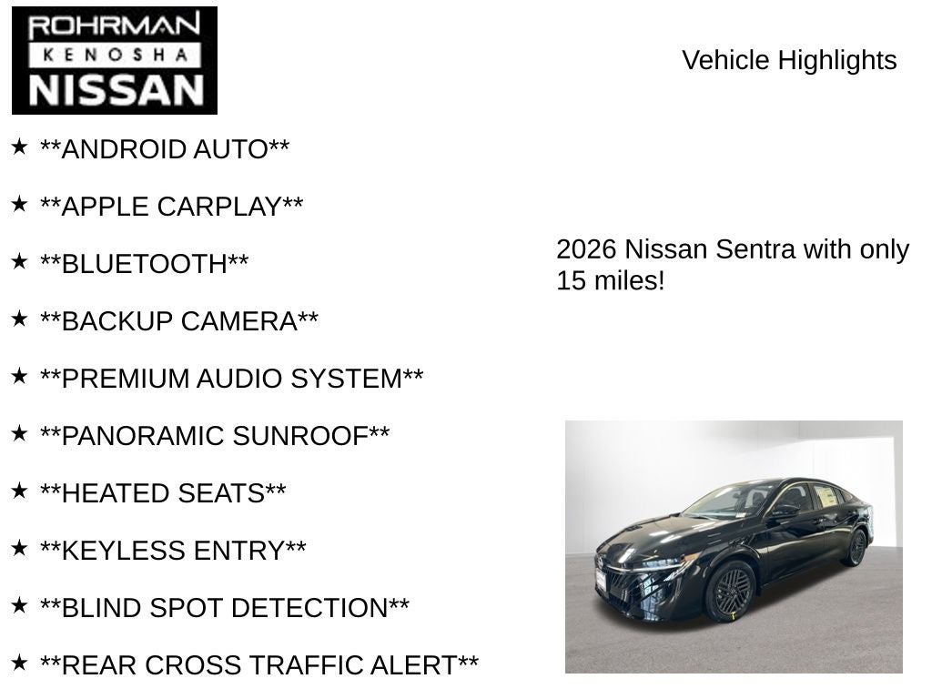 2026 Nissan Sentra SV Convenience Package