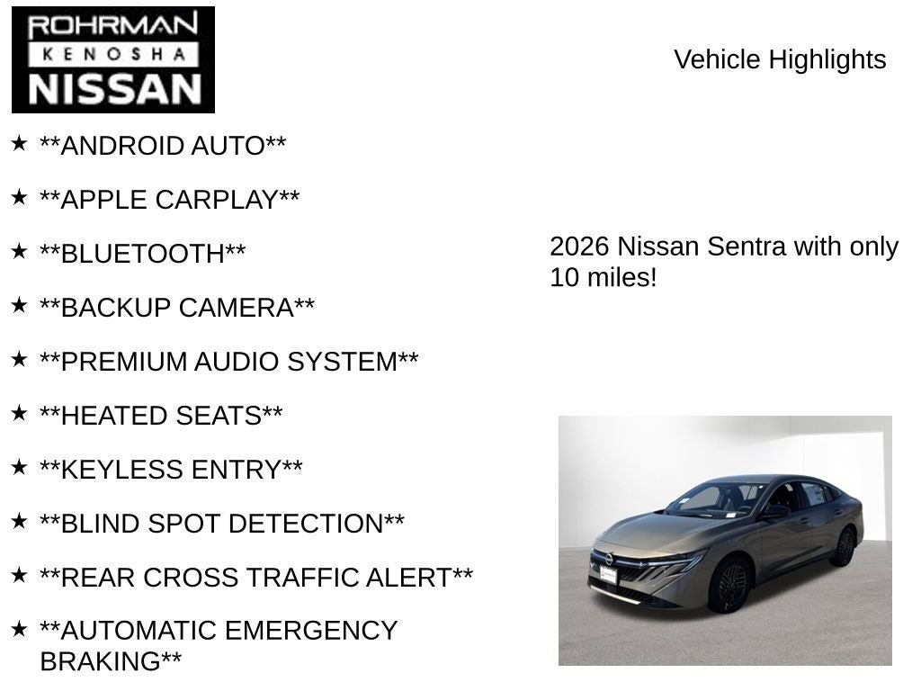 2026 Nissan Sentra SV Convenience Package