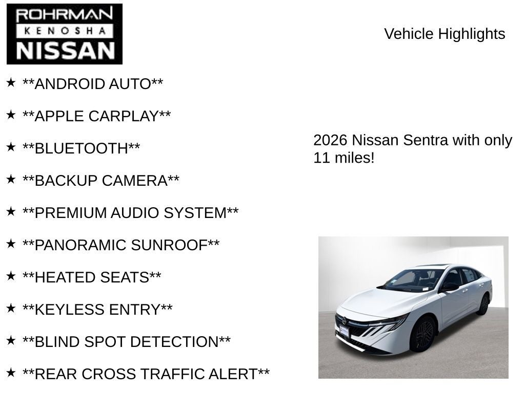 2026 Nissan Sentra SV Convenience Package