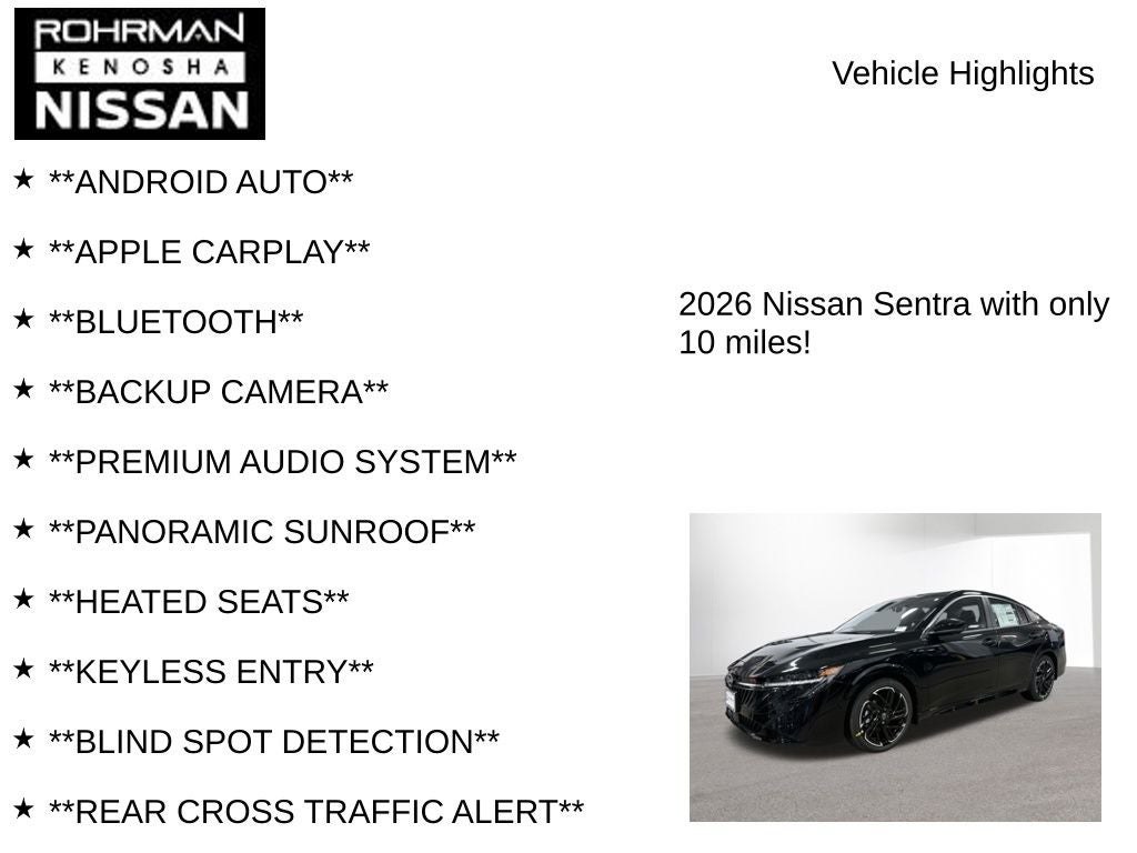 2026 Nissan Sentra SR Premium Package