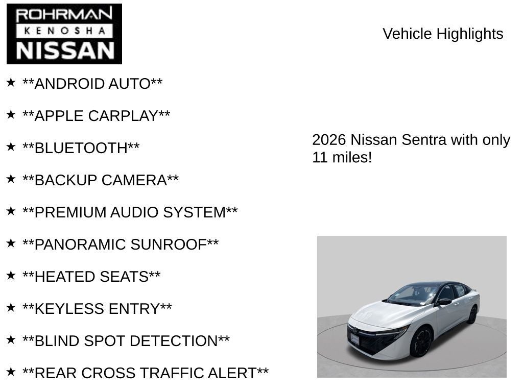 2026 Nissan Sentra SR Premium Package