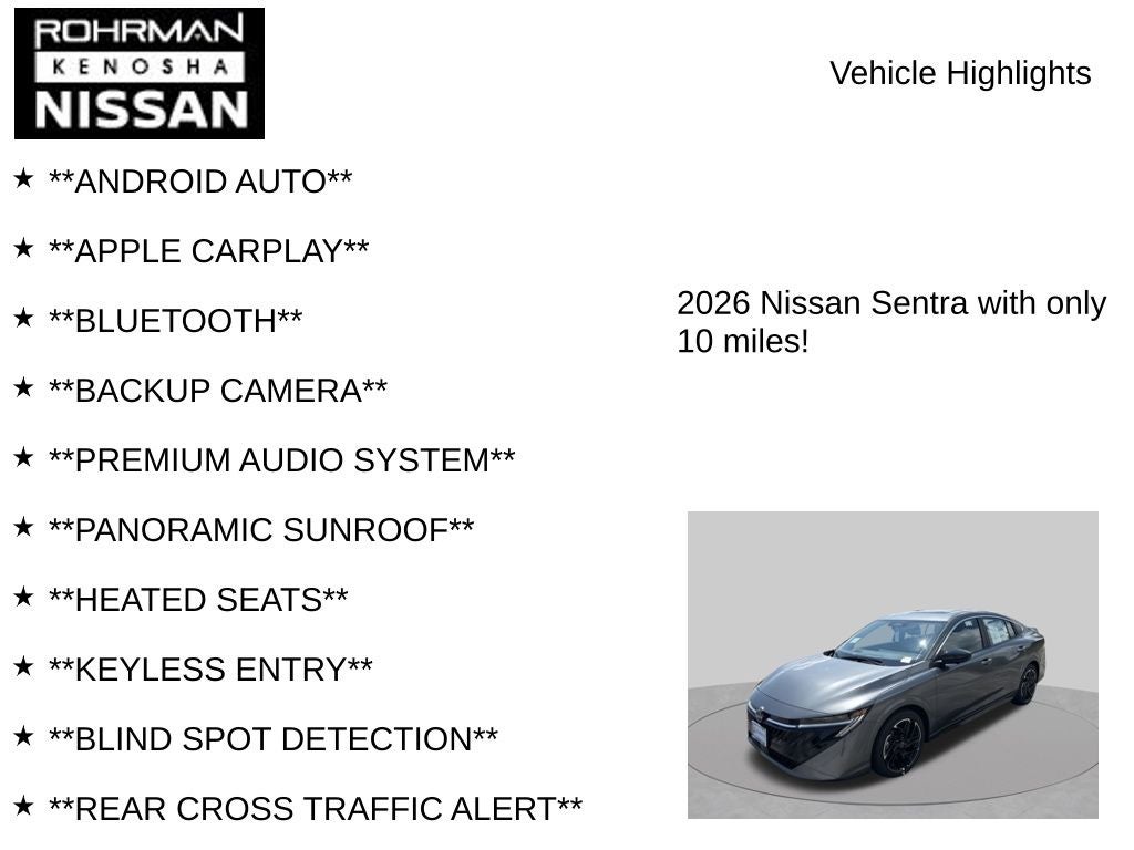 2026 Nissan Sentra SR Premium Package